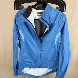 Novara Cycling Jacket Women's L Blue Full Zip Reflective Vented‎ Packable Light
